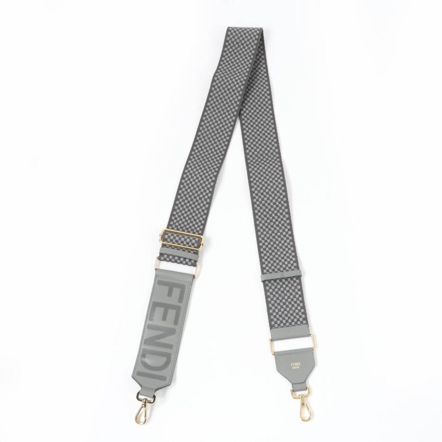FENDI ストラップユー ショルダーストラップ レザー スエード シルバー  