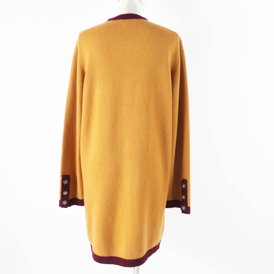 極美品◎CHANEL シャネル 20AW P71510 カシミヤ100％ ココマークボタン バイカラー 長袖 ロング丈 ニット カーディガン マスタード ボルドー 42 UK製 正規品 レディース CHANEL（シャネル） 極美品◎CHANEL 20AW P71510 カシミヤ100％ ココ