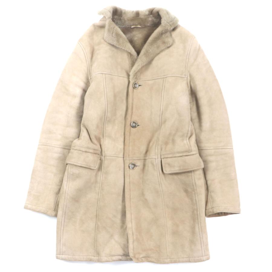 良品▼EMMETI エンメティ 羊革 ラムレザー バックベルト付き ムートンコート ライトブラウン 46 イタリア製 正規品 メンズ 良品▽EMMETI エンメティ 羊革 ラムレザー バックベルト付き ムートン