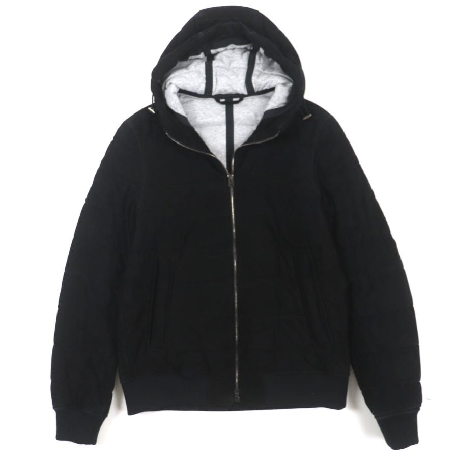 美品▼HERNO Resort  ヘルノ リゾート 20SS PL002UR ヤギ革 レザー ロゴプレート・フード付き ZIPUP 中綿 ジャケット 44 正規品 メンズ 美品▽HERNO Resort ヘルノ リゾート 20SS PL002UR ヤギ革 レザー ロゴ