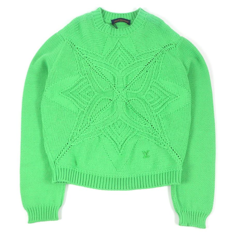 未使用品□LOUIS VUITTON ルイヴィトン 23AW LVロゴ金具 ハンドニットモノグラム コットン クルーネック セーター L イタリア製 正規品 LOUIS VUITTON（ルイ・ヴィトン） 未使用品□LOUIS VUITTON 23AW LV