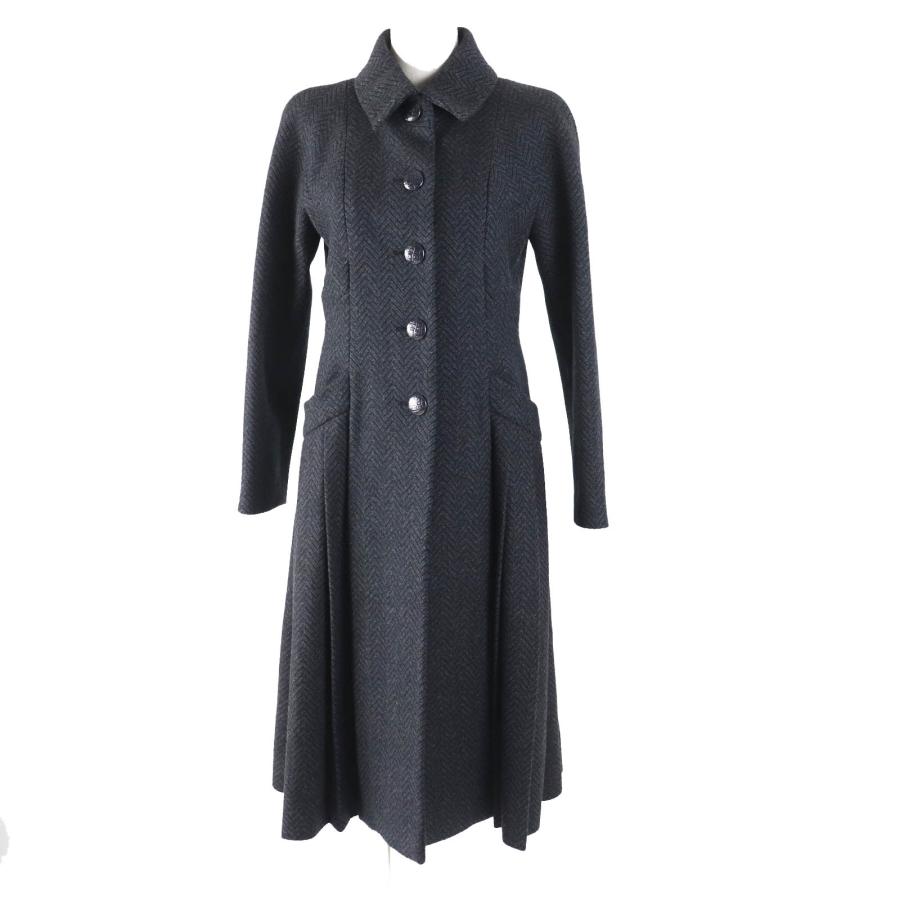 美品　CHANEL シャネル　ブラックコート　カシミア 美品CHANEL シャネルブラックコートカシミア