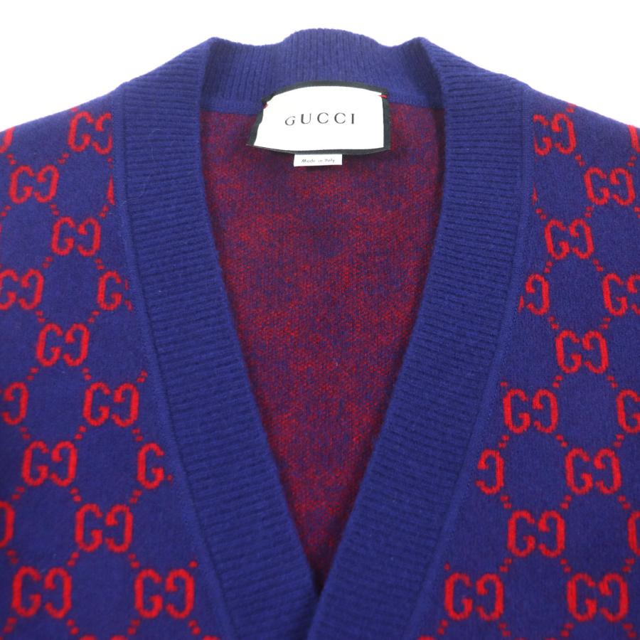 GUCCI（グッチ） 極美品▽GUCCI 597724 ウール カシミヤ GG柄 Vネック
