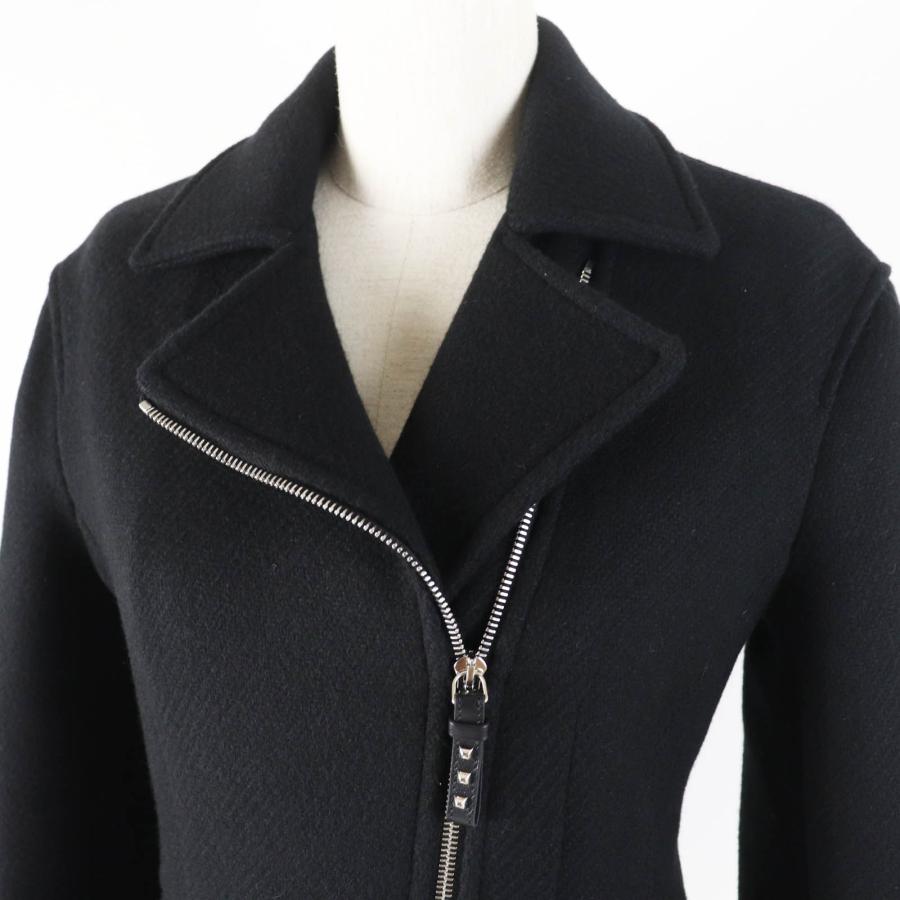 極美品◎HERMES エルメス 23AW 3H0208DW カシミヤ100％ 羊革 メドール金具 中綿入り ジャケット ブラック 34 仏製 正規品 レディース_1