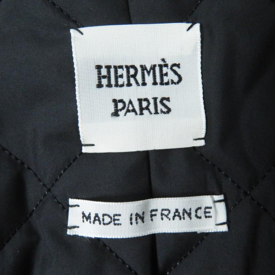 極美品◎HERMES エルメス 23AW 3H0208DW カシミヤ100％ 羊革 メドール金具 中綿入り ジャケット ブラック 34 仏製 正規品 レディース_6