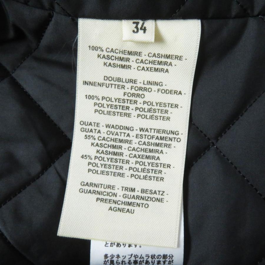 極美品◎HERMES エルメス 23AW 3H0208DW カシミヤ100％ 羊革 メドール金具 中綿入り ジャケット ブラック 34 仏製 正規品 レディース_7