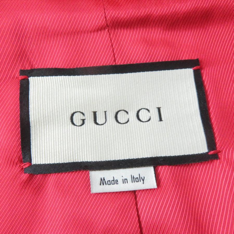 極美品☆GUCCI グッチ 619359 シルク ウール QUELLE QUEN SOIT LA SAISON ハーフコート ジャケット レッド 40 伊製 正規品 レディース GUCCI（グッチ） 極美品☆GUCCI 619359 シルク ウール QUELLE QUEN