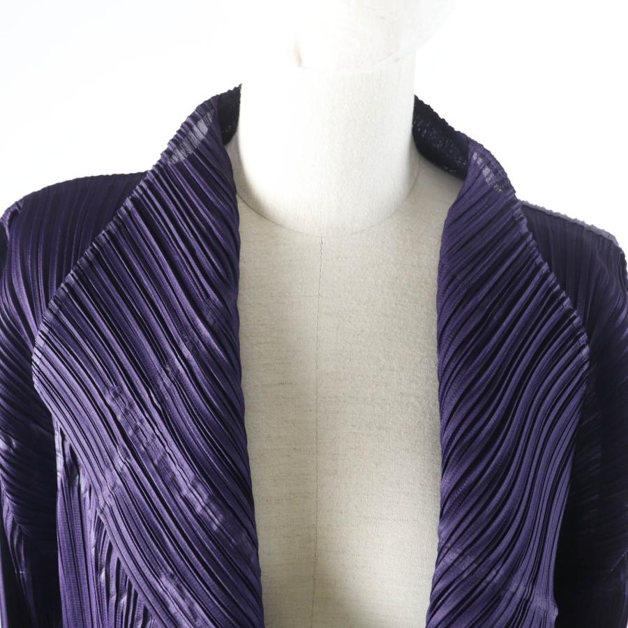 極美品★PLEATS PLEASE プリーツプリーズ イッセイミヤケ PP43-JA781 フロントオープン プリーツ ロング カーディガン パープル 3 正規品 極美品☆PLEATS PLEASE プリーツプリーズ イッセイミヤケ PP43-JA781