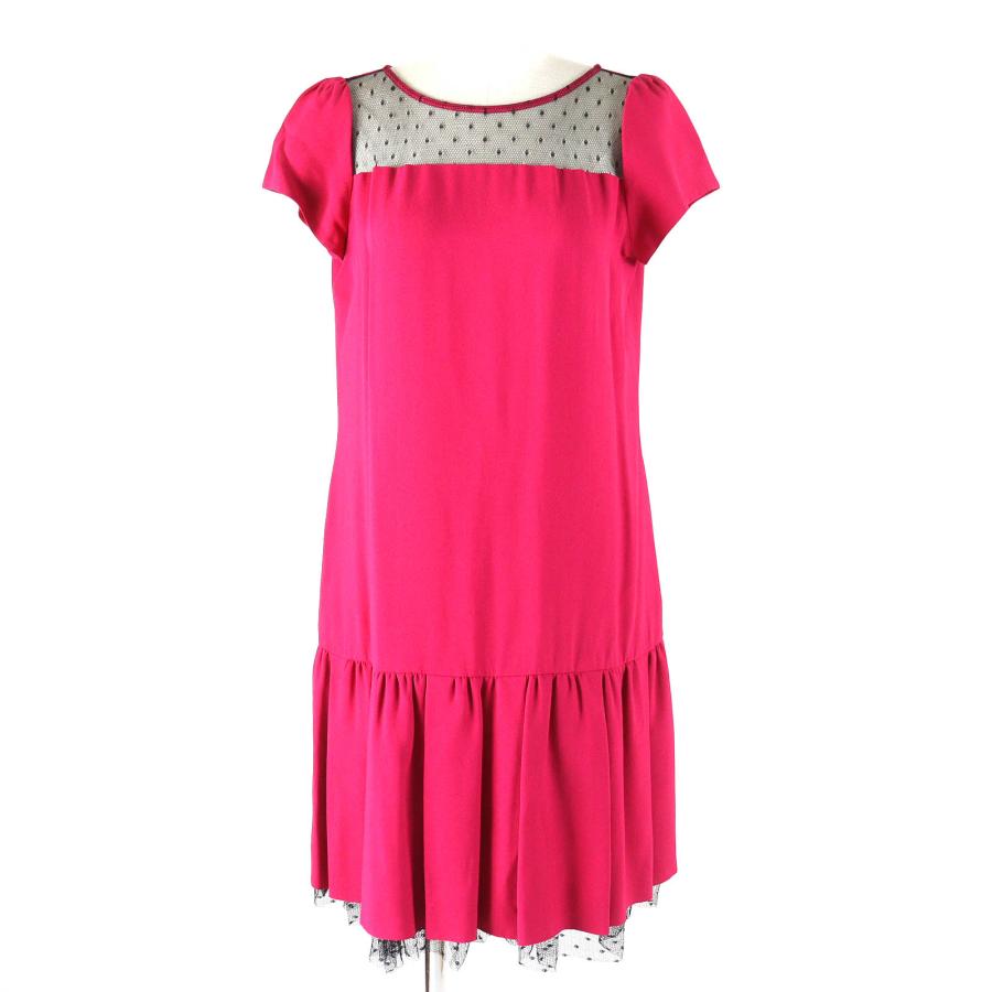 極美品△RED VALENTINO レッドヴァレンティノ チュール付き 半袖 裾 