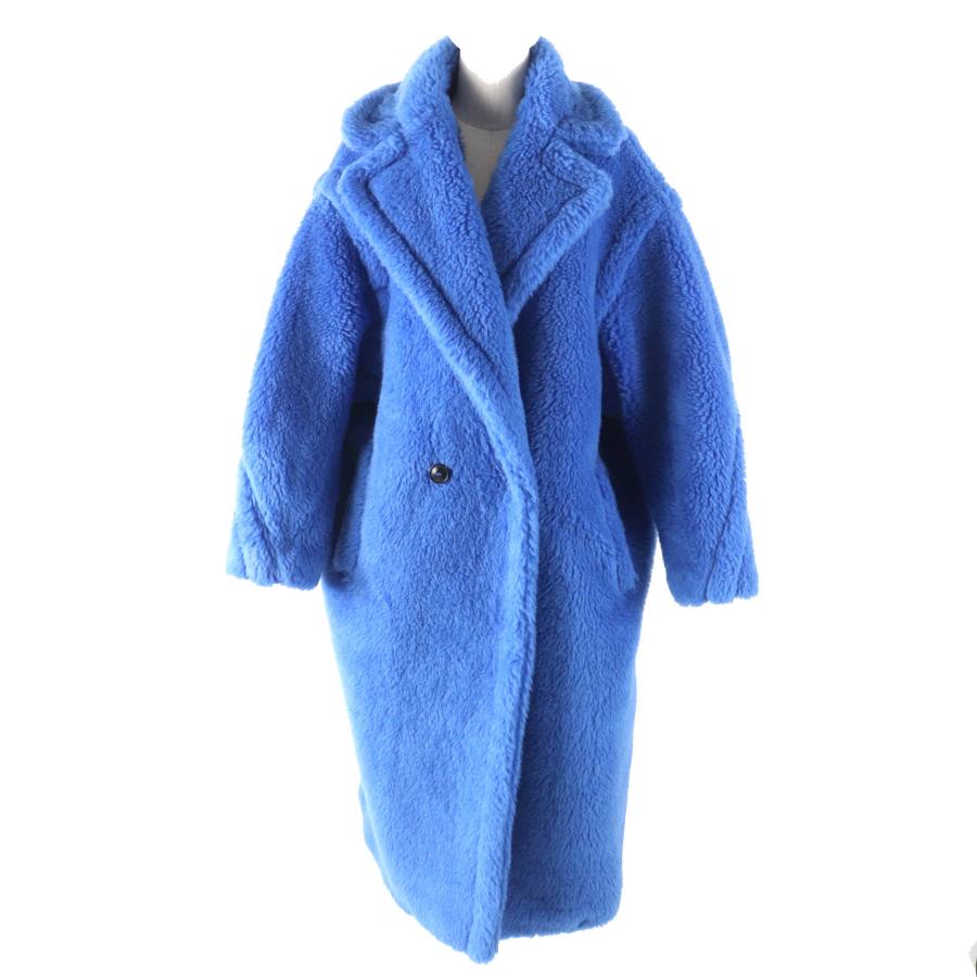 極美品△Max Mara マックスマーラ 2021年製 101613196 アルパカ シルク混 白タグ テディベア ダブルブレスト ボア ロングコート M 正規品 Max Mara（マックスマーラ） 極美品△Max Mara 2021年製 101613196