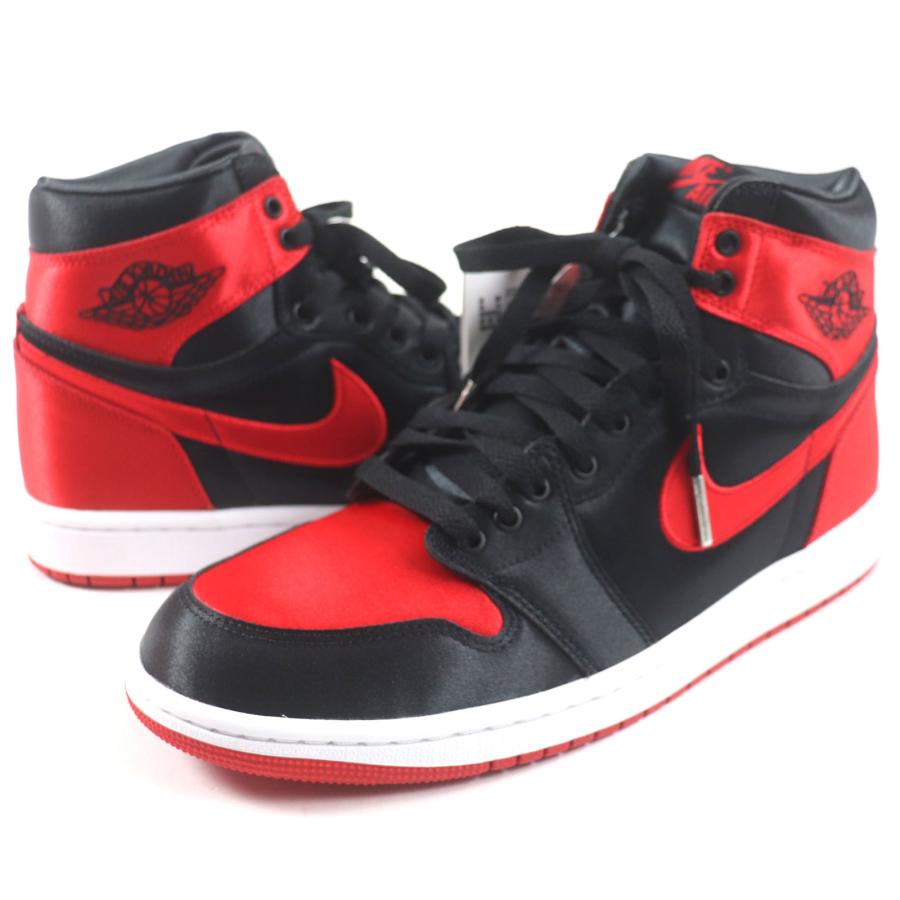 未使用品▼NIKE ナイキ FD4810-061 WMNS AIR JORDAN 1 RETRO HI OG サテン ハイカットスニーカー ブラック レッド 26.5 箱・袋付 メンズ NIKE（ナイキ） 未使用品▽NIKE FD4810-061 WMNS AIR JORDAN 1 RETRO