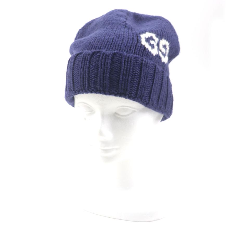 GUCCI 美品▽GUCCI グッチ 602886 GG LOGO KNIT BAENIE ウール100 