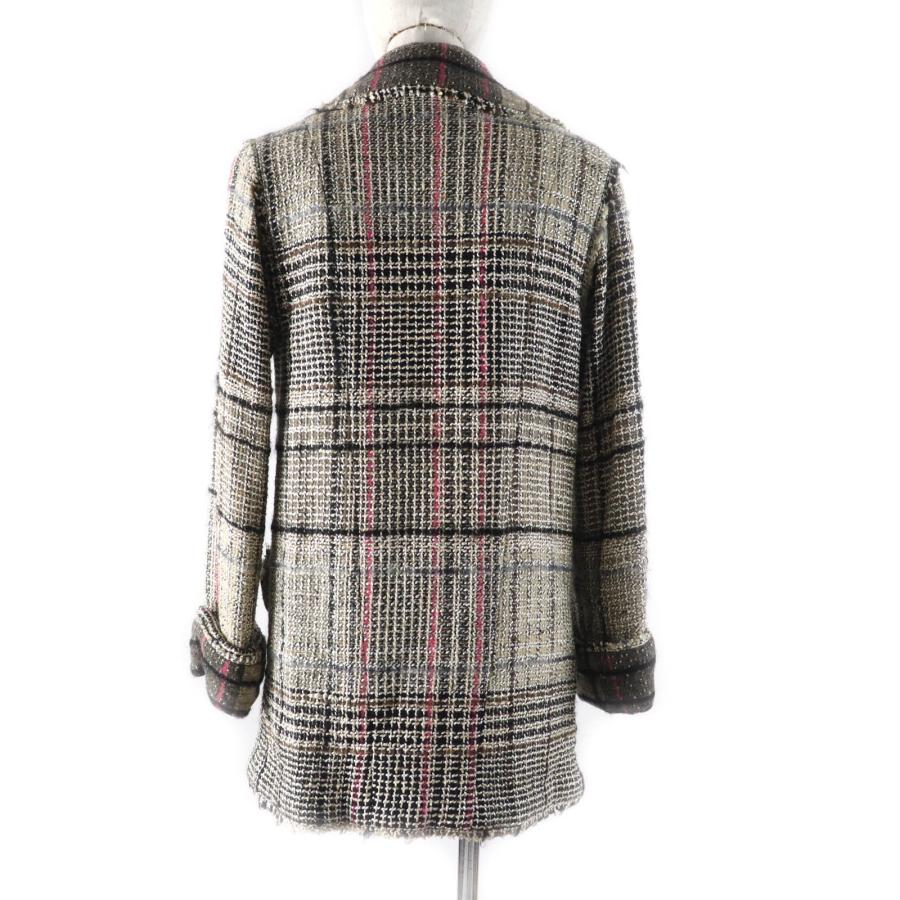 極美品★CHANEL シャネル 05A P26855 ココマークボタン付 チェック柄 ツイード ダブルブレストジャケット マルチ 34 ハンガー付 正規品の画像