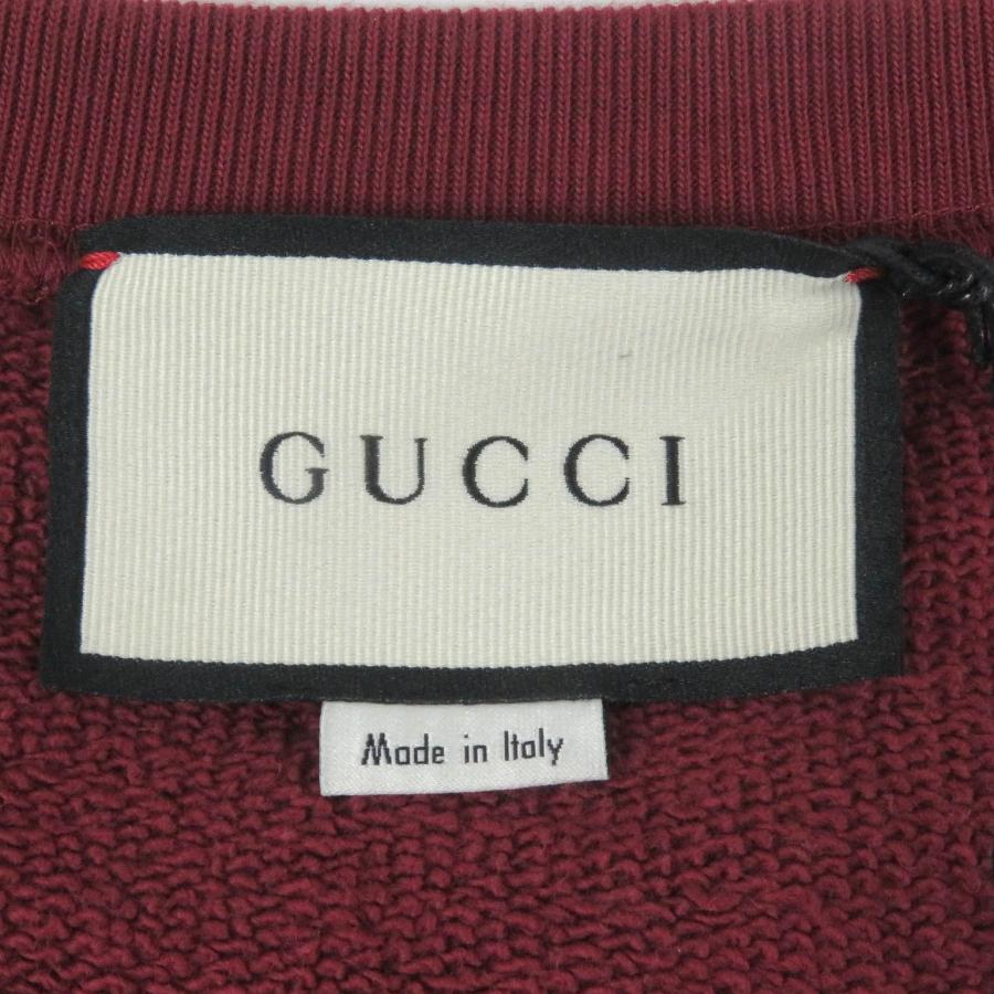 未使用品□GUCCI グッチ 20AW 626990 コットン100％ ロゴプリント クルーネック トレーナー スウェットシャツ ボルドー L イタリア製 正規品 メンズ GUCCI（グッチ） 未使用品□GUCCI 20AW 626990 コットン ロゴプリント