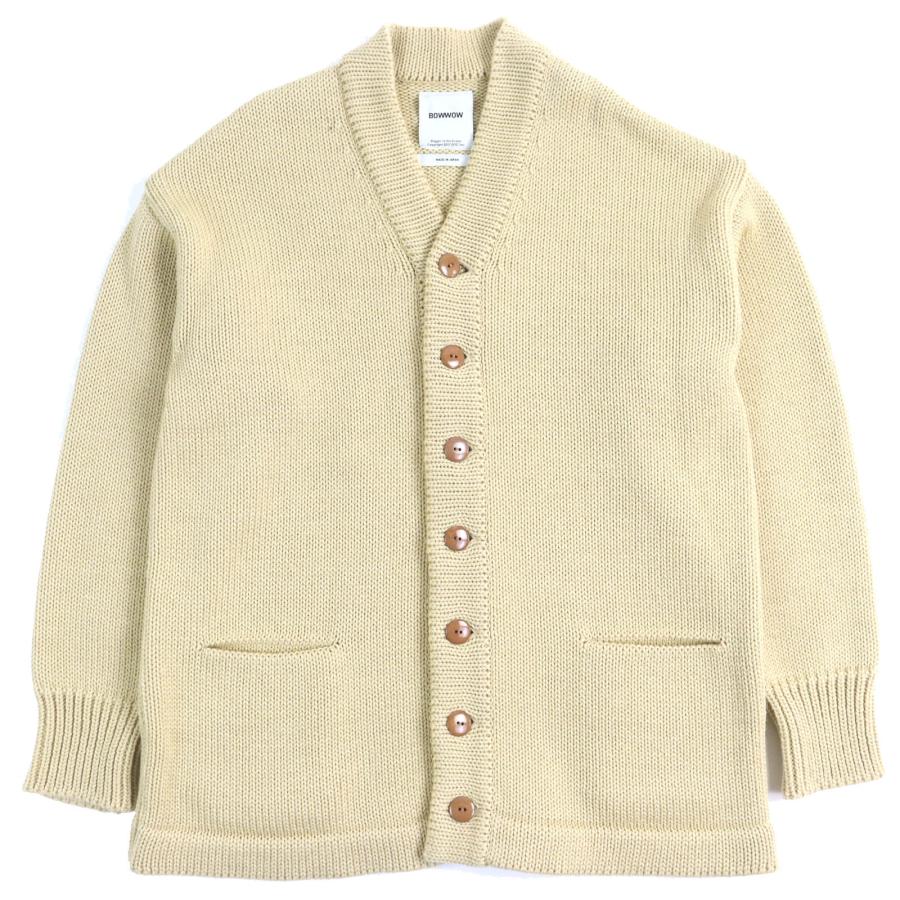 極美品△BOWWOW バウワウ 23AW BEATLE MANIA CARDIGAN ウール レザーエルボーパッチ Vネック カーディガン ベージュ XL 日本製 メンズ オススメ◎ 定価52,800円 極美△BOWWOW バウワウ 23AW BEATLE MANIA CARDIGAN ウール レザー