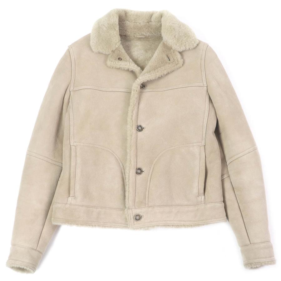 良品□EMMETI エンメティ 羊革 シングル 毛皮ジャケット ムートンジャケット ブルゾン  ベージュ 46 イタリア製 メンズ オススメ 良品□EMMETI エンメティ 羊革 シングル 毛皮ジャケット ムートン