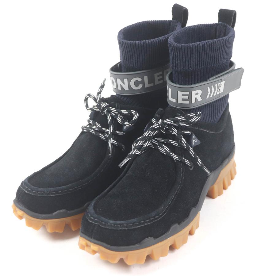 未使用品□MONCLER モンクレール HENKE BOOT スウェードレザー ドッキングデザイン レースアップ ブーツ ブラック 39 箱・保存袋付き MONCLER（モンクレール） 未使用品□MONCLER HENKE BOOT スウェード