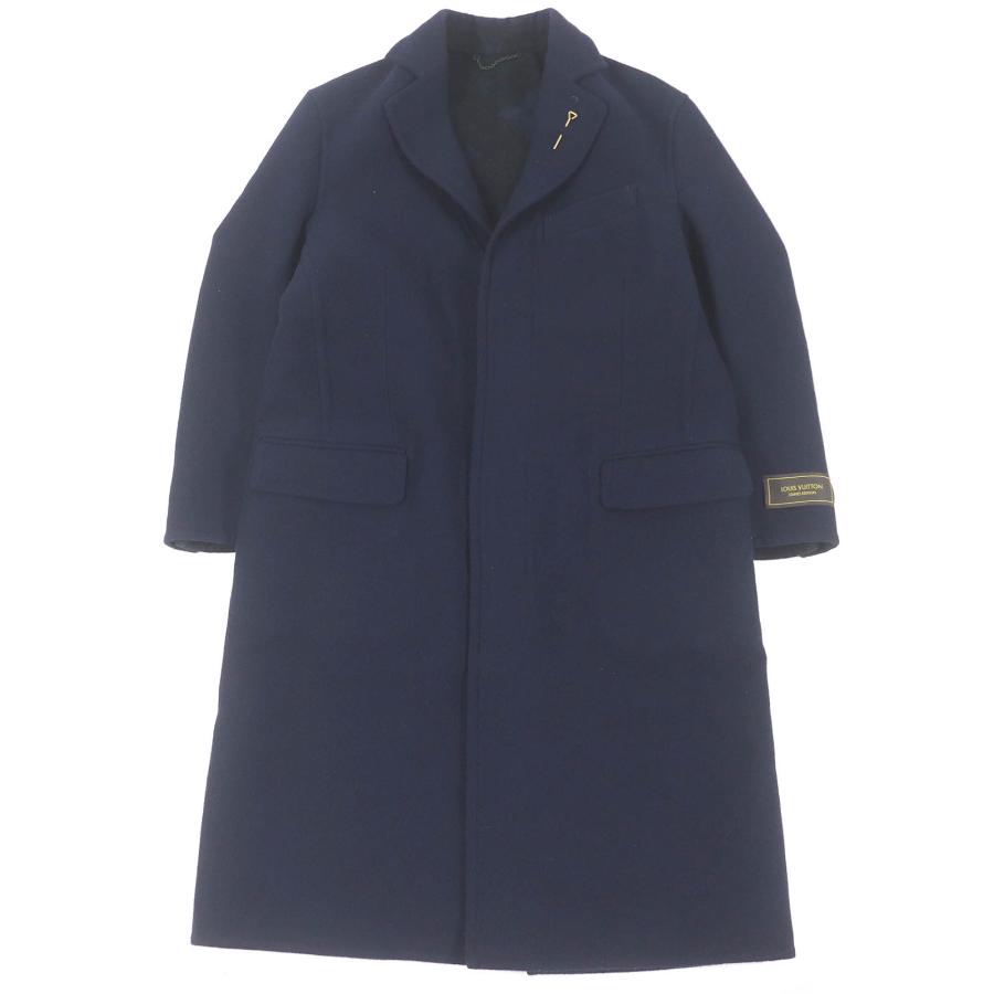 美品□LOUIS VUITTON ルイヴィトン 22AW HJC55E ウール100％ 裏モノグラム チェスターコート ネイビー 44 イタリア製 正規品 メンズ LOUIS VUITTON（ルイ・ヴィトン） 美品□LOUIS VUITTON 22AW HJC55E