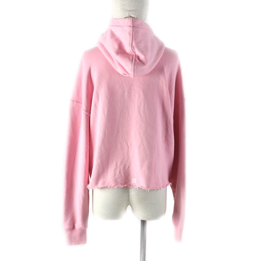 GIVENCHY - 極美品★GIVENCHY ジバンシィ BWJ03M3YAC ブランドロゴ クロップドフーディー コットン100% カットオフ プルオーバー パーカー ピンク XS 正規品 レディース 極美品☆GIVENCHY ジバンシィ BWJ03M3YAC ブランドロゴ クロップド