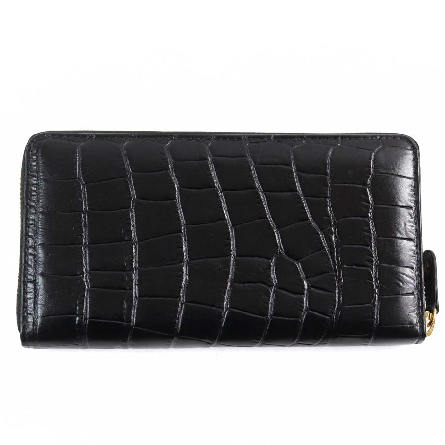 未使用品○ETTINGER エッティンガー CC 2051EJ エボニー クロコダイル型押し ロゴ入り ラウンドジップ レザー ウォレット 長財布 黒 未使用品○ETTINGER エッティンガー CC 2051EJ エボニー クロコダイル