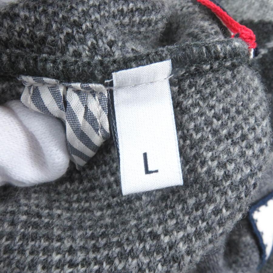 MONCLER アーガイルニット XLサイズ メンズ ロゴワッペン グレー LL