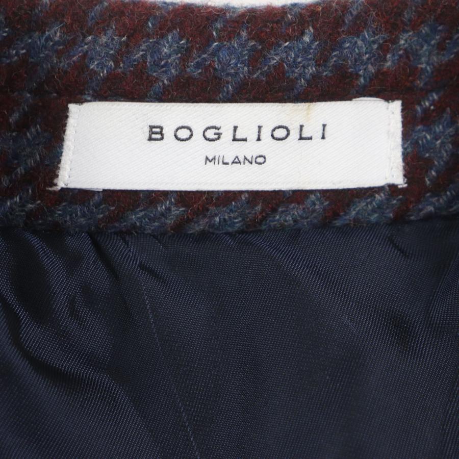 極美品▽BOGLIOLI ボリオリ C3401P ウール100% 千鳥格子 シングル