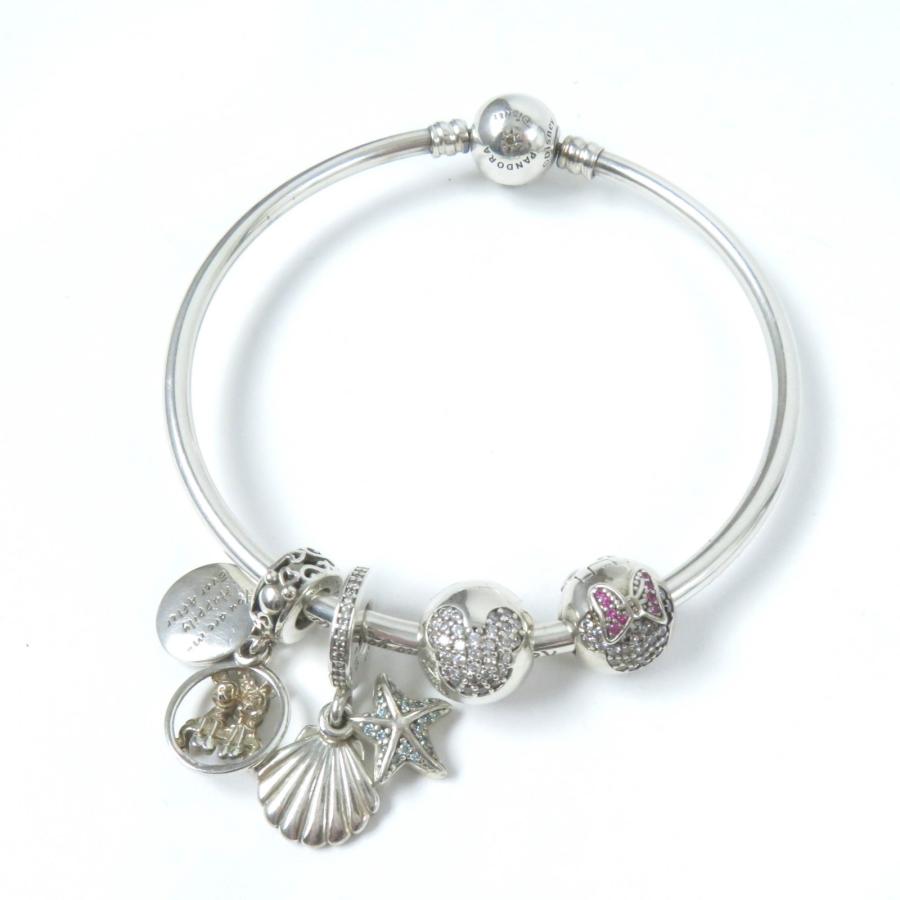 美品☆Pandora Disney パンドラ ディズニー チャーム4個 レザーダブル