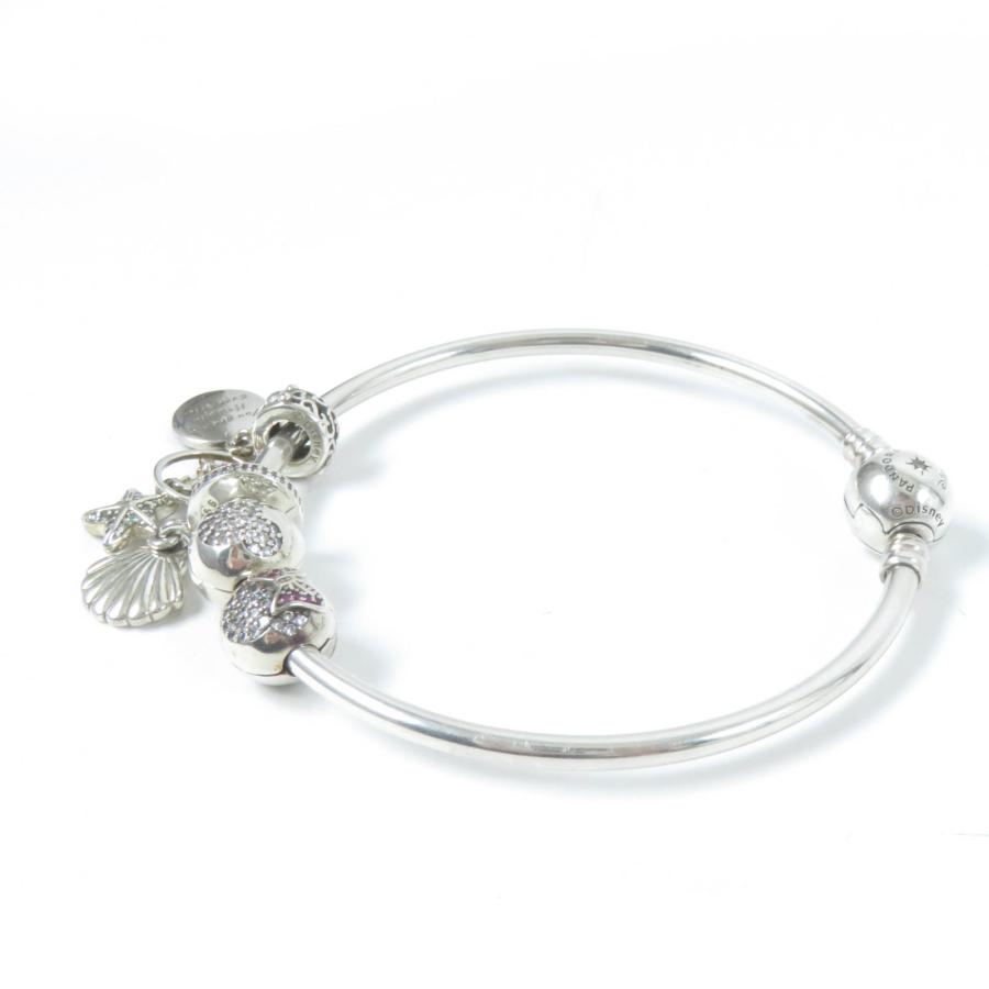 美品☆Pandora Disney パンドラ ディズニー チャーム4個 レザーダブル