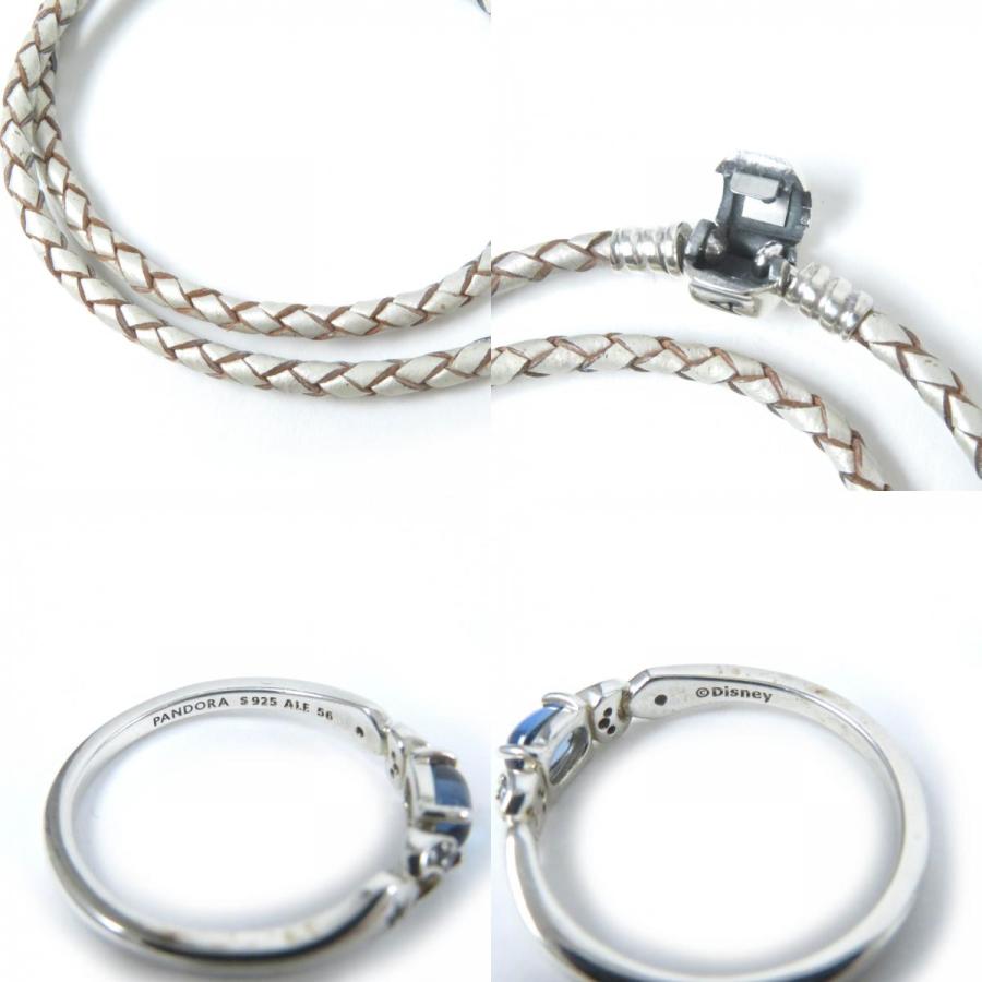 美品☆Pandora Disney パンドラ ディズニー チャーム4個 レザーダブル