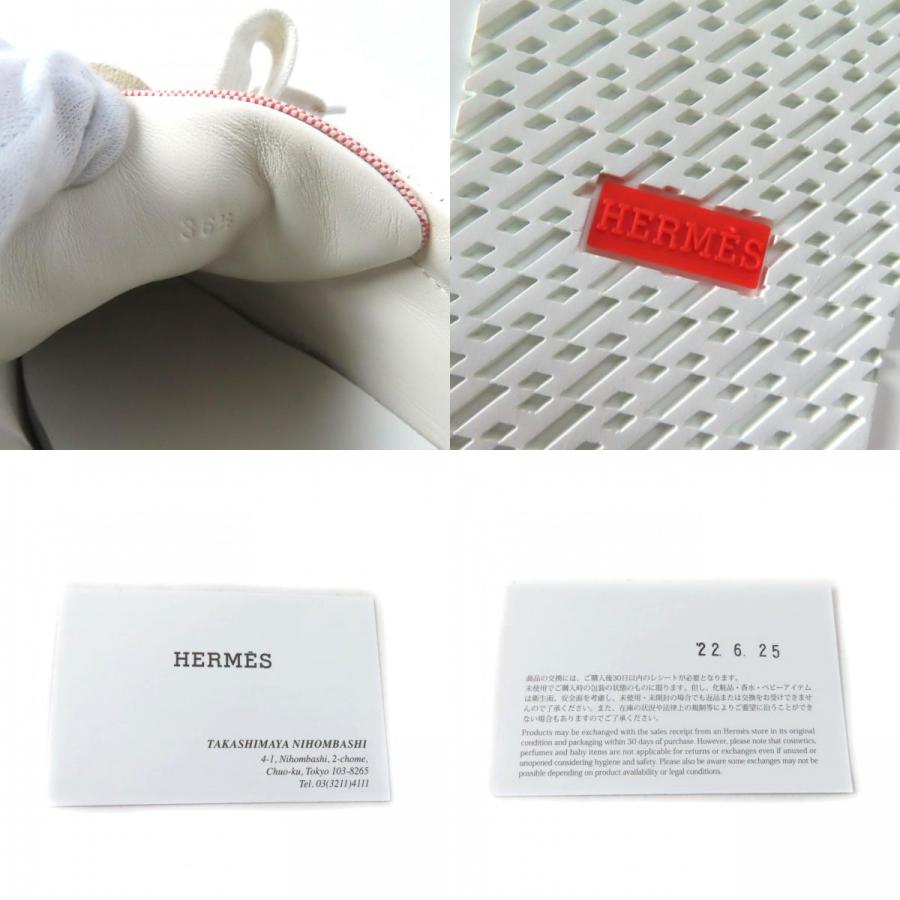 極美品★HERMES エルメス 2022年製 デイ ケリーバックル付 レザー使い レースアップ キャンバス スニーカー ピンク 36.5 箱・保存袋付_8