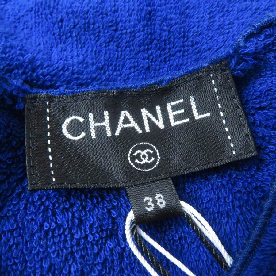 CHANEL - 未使用品☆CHANEL シャネル 19M P61782V42943 COCO BEACH コットン100％ パイル地 ノースリーブ トップス ブルー 38 保存袋付き イタリア製 レディース CHANEL（シャネル） 未使用品☆CHANEL 19M P61782V42943 COCO BEACH