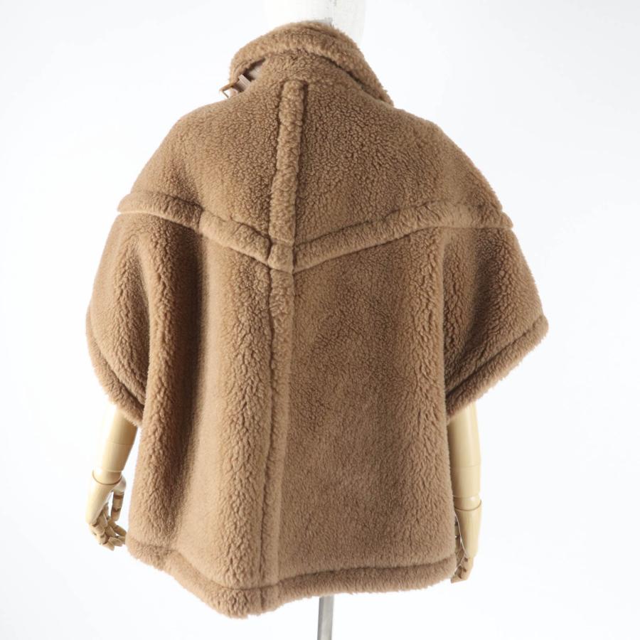 極美品◎Max Mara マックスマーラ 2023年製 白タグ RODANO テディベア キャメル シルク バックルベルト ケープコート ブラウン 165／88Aの画像
