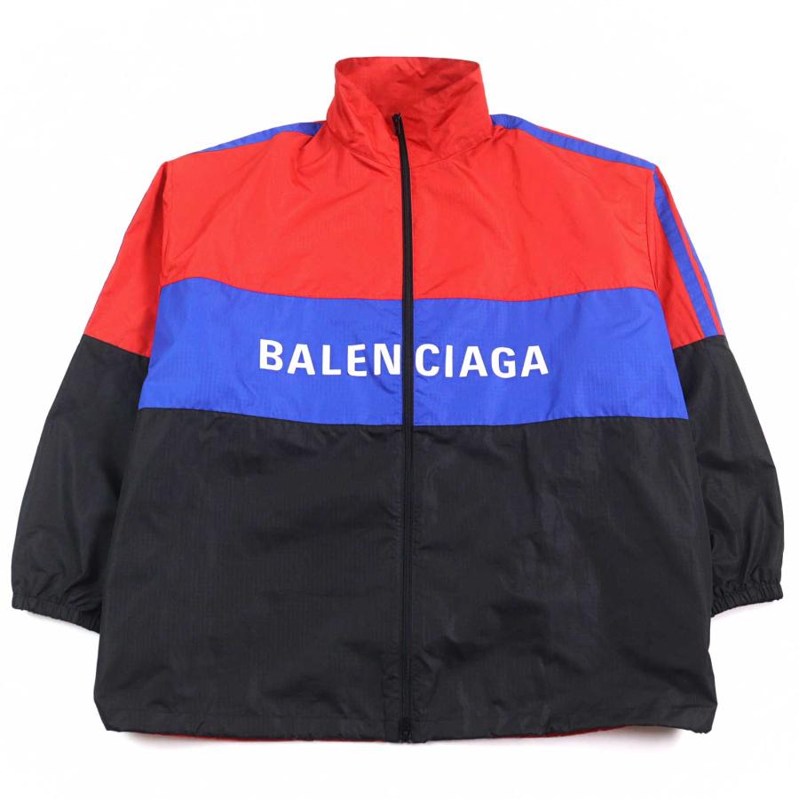 美品○BALENCIAGA バレンシアガ 534317 ロゴプリント オーバーサイズ ジップアップ ポプリンジャケット トラックジャケット 52　正規品 BALENCIAGA（バレンシアガ） 美品○BALENCIAGA 534317 ロゴプリント