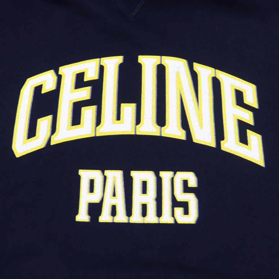 CELINE - 美品☆CELINE セリーヌ 24SS 2Y70F6700Q コットン100％ クラック加工 コットンフリース オーバーサイズ フーディ パーカー ブラック S イタリア製 正規品 レディース 定価170,500円 CELINE（セリーヌ） 美品☆CELINE 24SS 2Y70F6700Q クラック加工