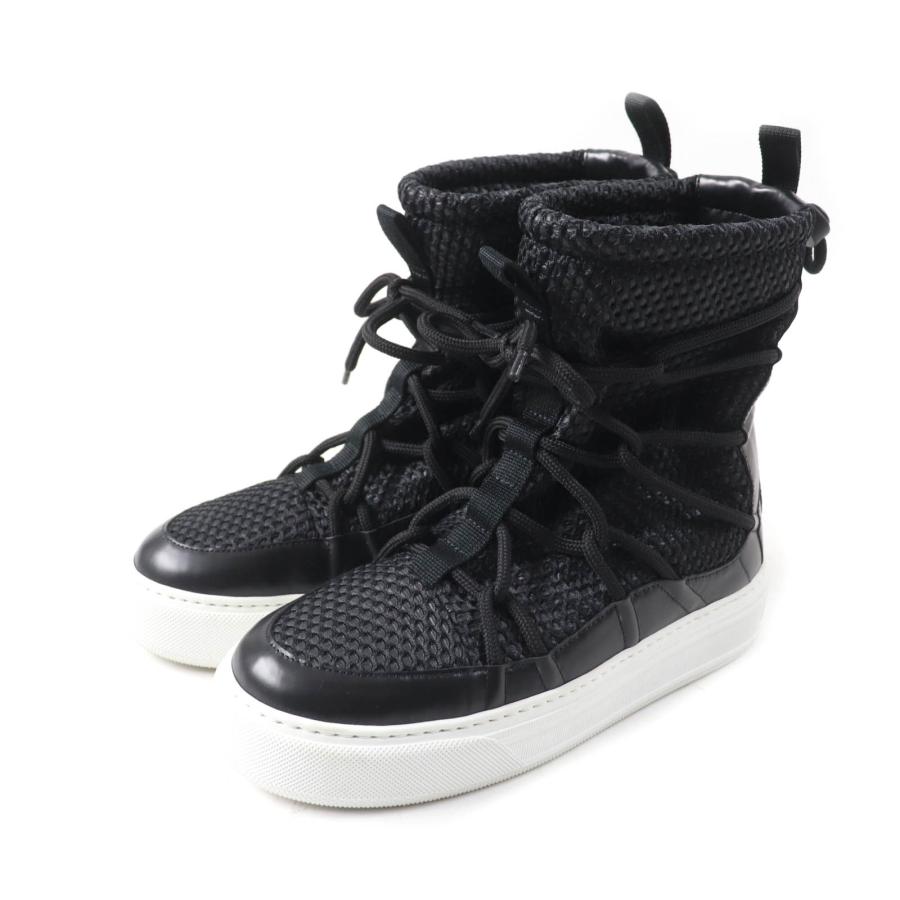 美品★Christian Dior クリスチャンディオール DIOR SOLAR ロゴデザイン レザー使い レースアップ メッシュ ショートブーツ 黒 37 袋付 美品☆Christian Dior クリスチャンディオール DIOR SOLAR ロゴ