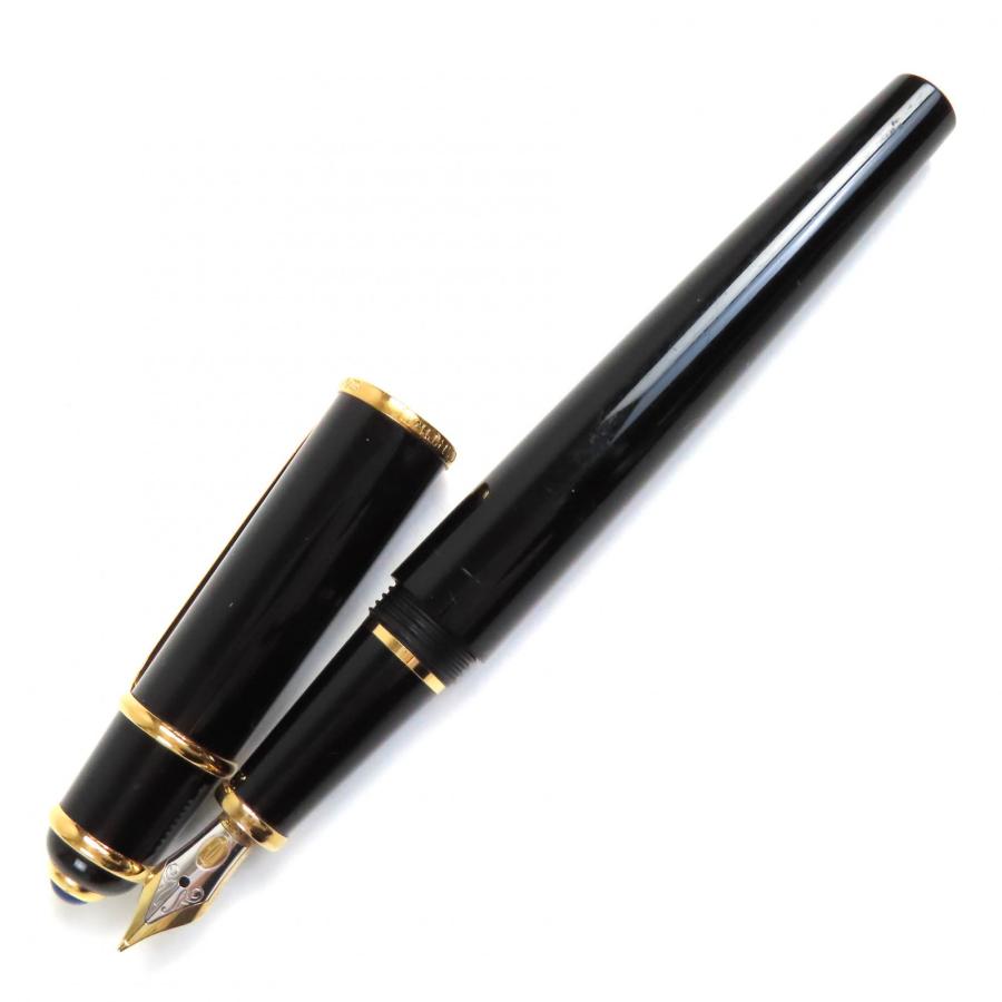 良品△Cartier カルティエ ディアボロ ドゥ カルティエ ペン先18K Mニブ ブルージェム 万年筆 ブラック ゴールド メンズ Cartier（カルティエ） 良品△Cartier ディアボロ ドゥ ペン先18K M