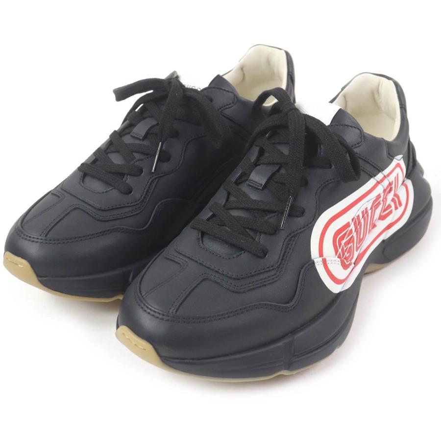 未使用品□GUCCI グッチ 523609 ライトン ロゴ入り レザー ローカットスニーカー ダッドシューズ ブラック 6.5 箱・保存袋付 イタリア製 GUCCI（グッチ） 未使用品□GUCCI 523609 ライトン ロゴ入り レザー