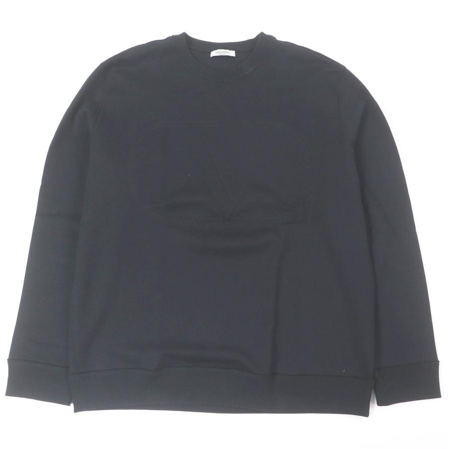 美品□VALENTINO ヴァレンティノ 2020年製 コットン エンボスVロゴ トレーナー スウェットシャツ ブラック XL イタリア製 正規品 メンズ VALENTINO（ヴァレンティノ） 美品□VALENTINO 2020年製 コットン