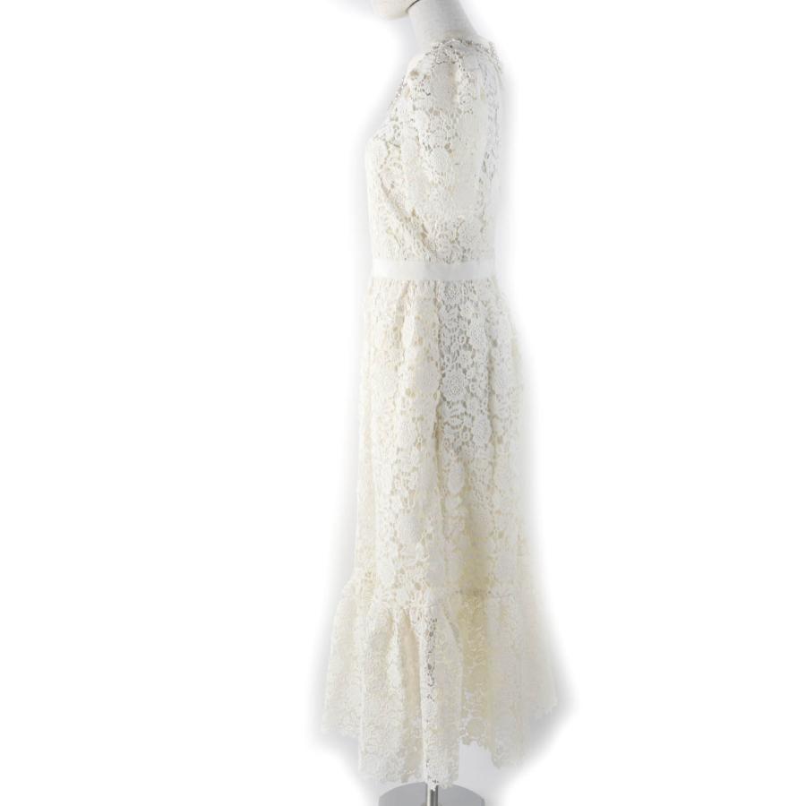 極美品☆SELF PORTRAIT セルフ ポートレート 2021年製 RS22-034M フェイクパール付 フローラルレース ドレス アイボリー UK8 レディース_1