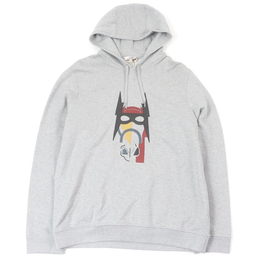 未使用品□HERMES エルメス 2022年製 267680H 羊革 ホース ラムレザーパッチ プルオーバーパーカー グレー XXXL 希少サイズ イタリア製 HERMES（エルメス） 未使用品□HERMES 2022年製 267680H 羊革 ホース