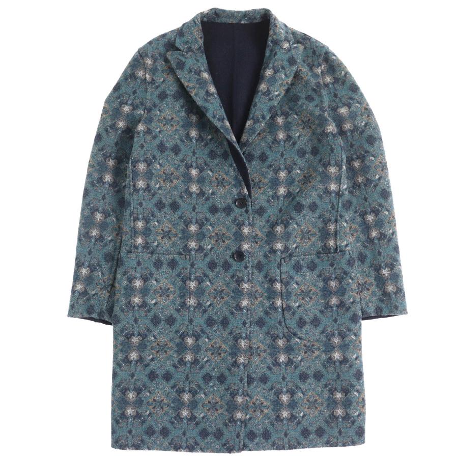 【ETRO】22AW ツイード チェスターコート Lサイズ ETRO（エトロ） 美品△ETRO 22AW ウール100％ ロゴボタン 無地 総柄
