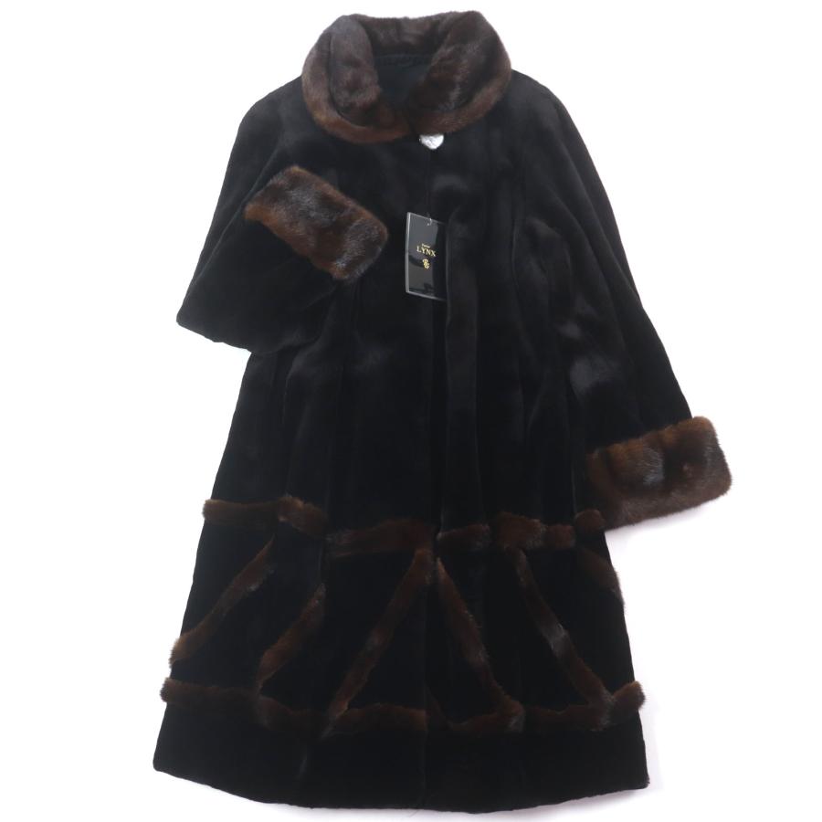 未使用品▽シェアードミンク ミンク MINK 切替デザイン 本毛皮ロング