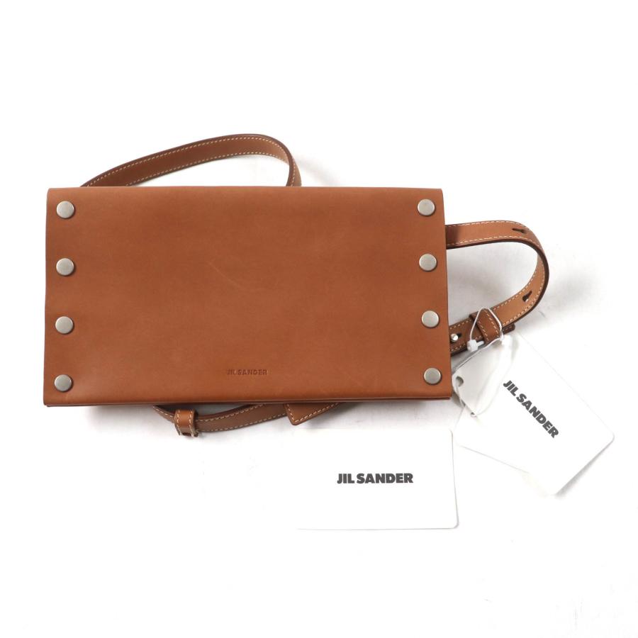 未使用品★JIL SANDER ジルサンダー JSMU840162 RIVET WALLET BELT リベット ウォレット ベルト ロゴ刻印 レザー ブラウン UNI 伊製_1