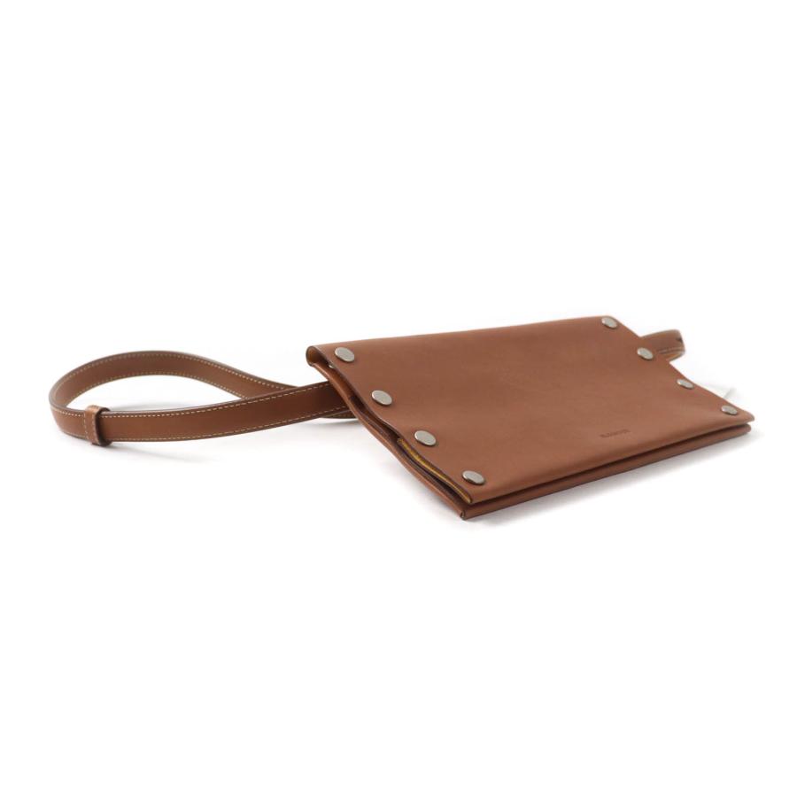 未使用品★JIL SANDER ジルサンダー JSMU840162 RIVET WALLET BELT リベット ウォレット ベルト ロゴ刻印 レザー ブラウン UNI 伊製_3