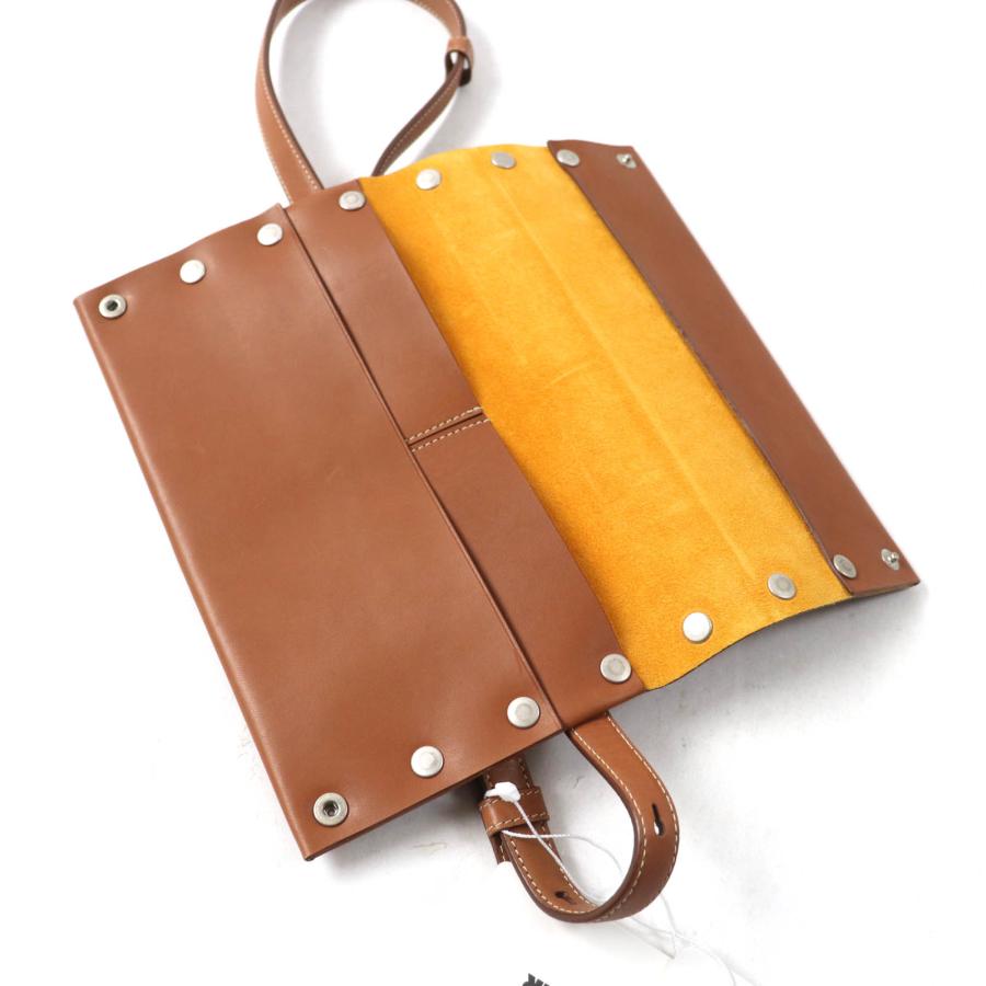 未使用品★JIL SANDER ジルサンダー JSMU840162 RIVET WALLET BELT リベット ウォレット ベルト ロゴ刻印 レザー ブラウン UNI 伊製_4