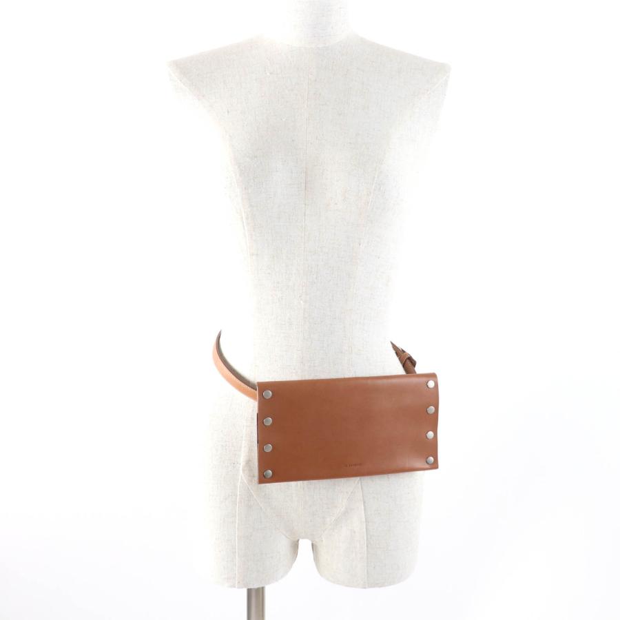 未使用品★JIL SANDER ジルサンダー JSMU840162 RIVET WALLET BELT リベット ウォレット ベルト ロゴ刻印 レザー ブラウン UNI 伊製_6