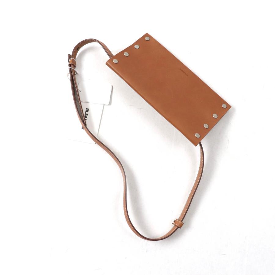 未使用品★JIL SANDER ジルサンダー JSMU840162 RIVET WALLET BELT リベット ウォレット ベルト ロゴ刻印 レザー ブラウン UNI 伊製_7