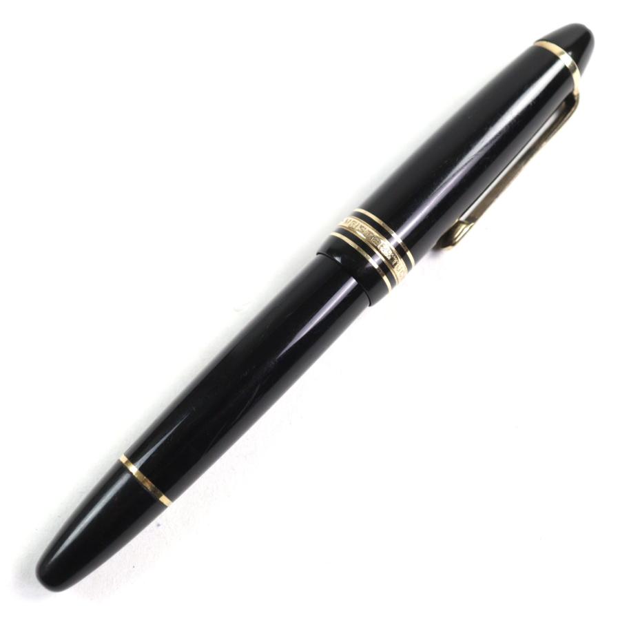 良品○MONTBLANC モンブラン マイスターシュテュック 146 ペン先14K Fニブ ロゴ刻印 ホワイトスター 吸引式 万年筆 ブラック ゴールド_2