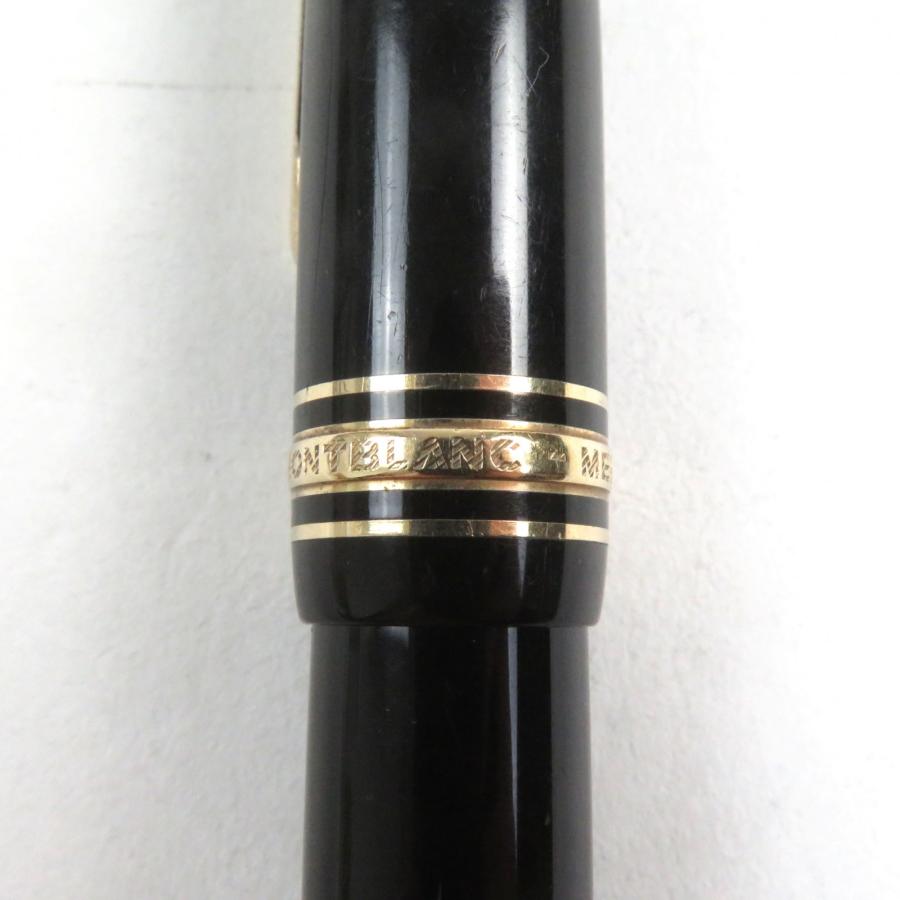 良品○MONTBLANC モンブラン マイスターシュテュック 146 ペン先14K Fニブ ロゴ刻印 ホワイトスター 吸引式 万年筆 ブラック ゴールド_7