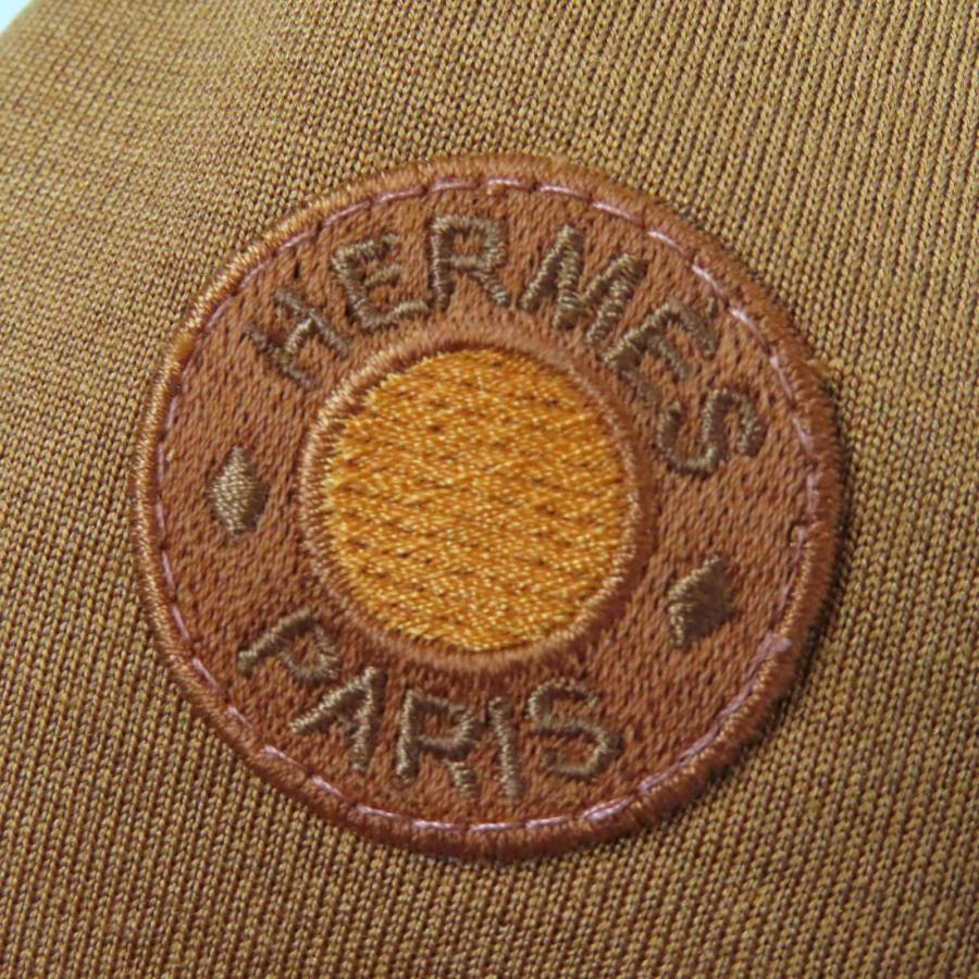 HERMES - 極美品☆HERMES エルメス 23AW コットン シルク クルードセルワッペン付 モックネック 長袖 スウェット ブラウン系 34 フランス製 正規品 レディース HERMES（エルメス） 極美品☆HERMES 23AW コットン シルク クルード